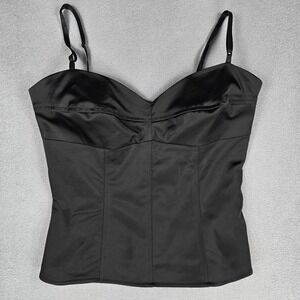 Vintage Allen B. By Allen Schwartz Bustier Top Womens Small Black Satin Corset